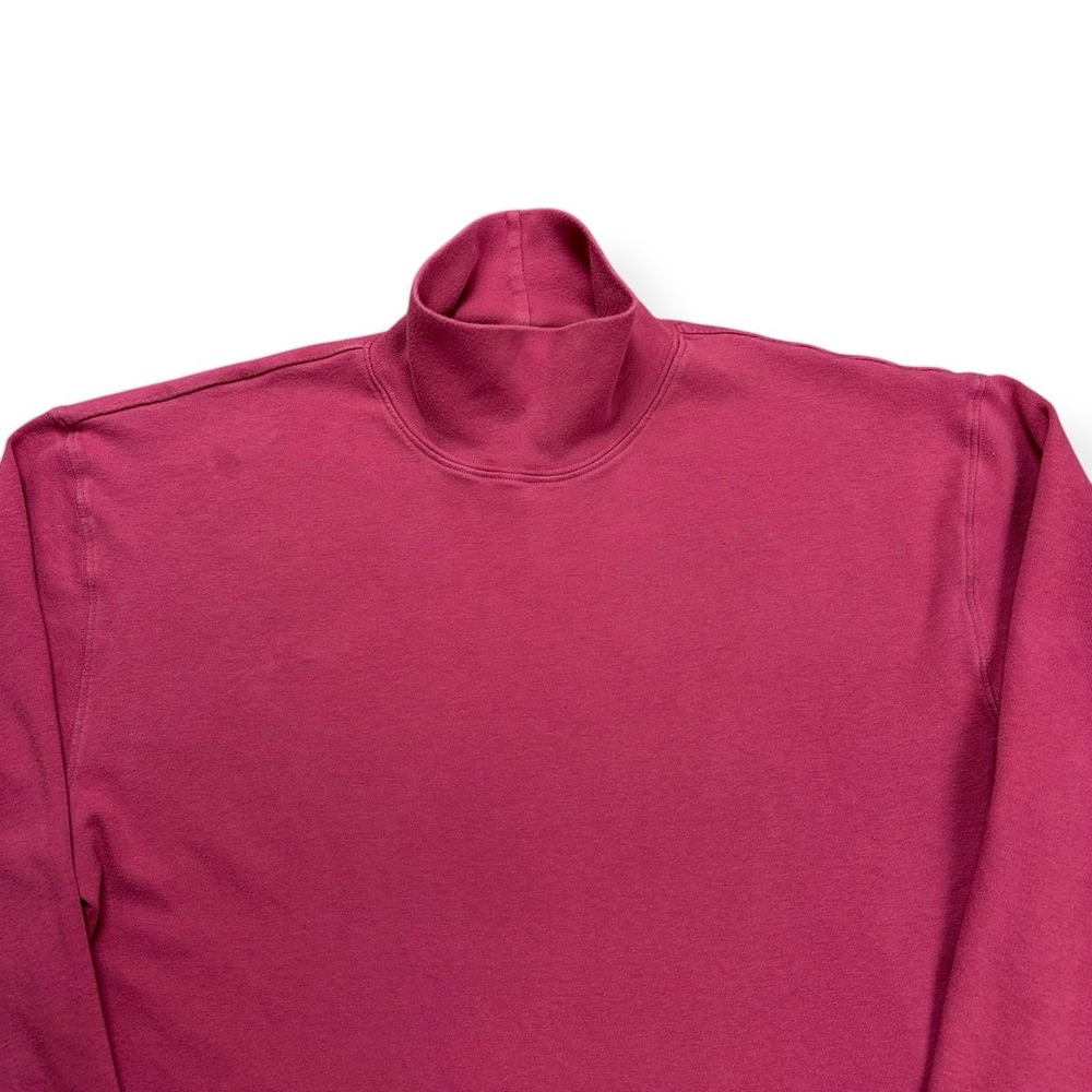 Vintage Eddie Bauer Men's Mock Turtleneck Pullover Shirt Size‎ L Pink Red Cotton - Picture 4 of 12
